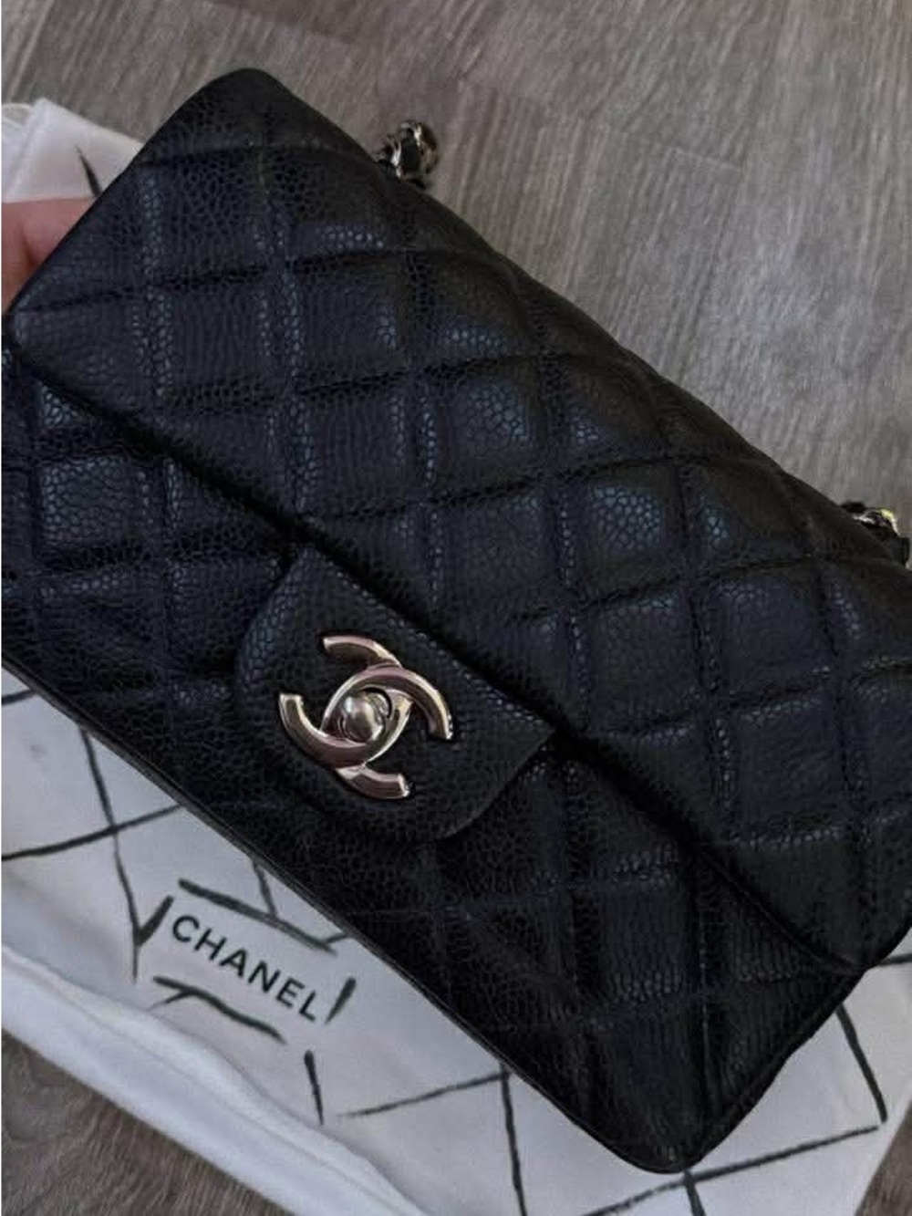 SALE/TRADE Mini Chanel Dark Navy Quilted Caviar Shoulder Bag